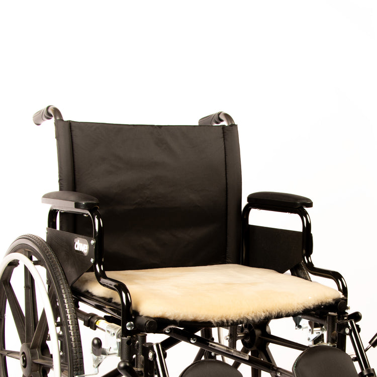 Genuine Sheepskin Wheelchair Comfort Pad - 18" x 17" Natural Wool Cushion