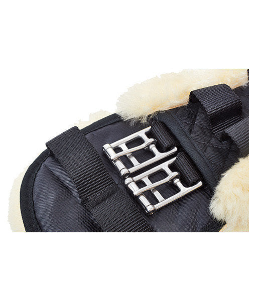 Dressage Moon Girth 45cm – 90cm Black with Medical Sheepskin