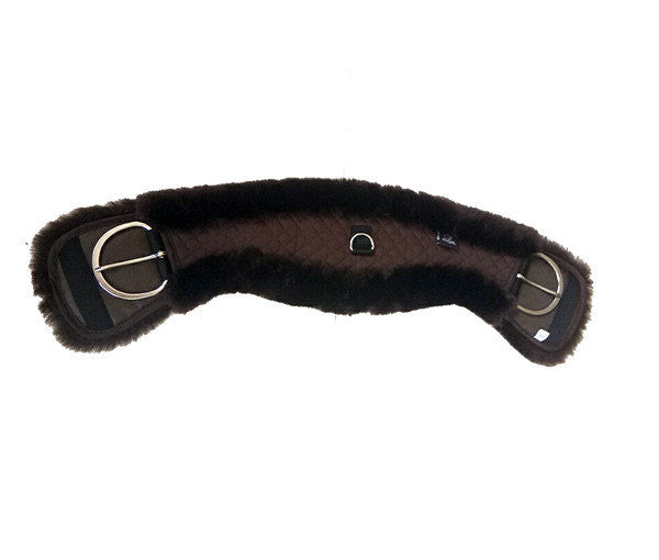 Dressage Moon Girth 45cm – 90cm Black with Medical Sheepskin