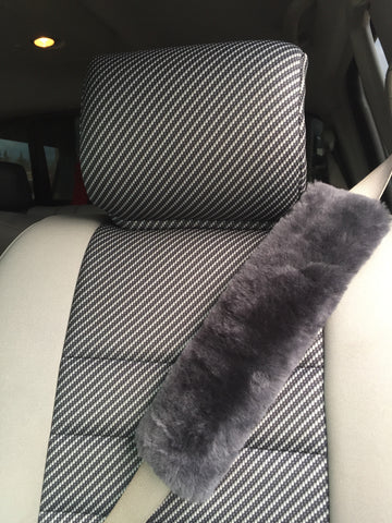 Premium Genuine Sheepskin Travel & Seat Belt Pads (2-Pack) – 12" Soft Shoulder Cushions