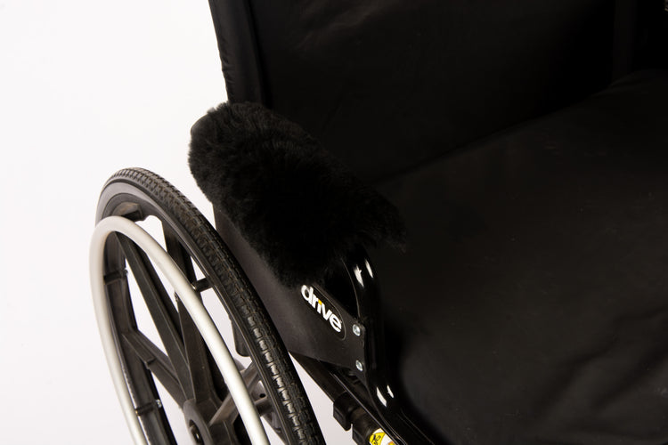 Genuine Sheepskin Wheelchair Armrest Covers (Pair) – Full Wrap-Around Comfort Pads