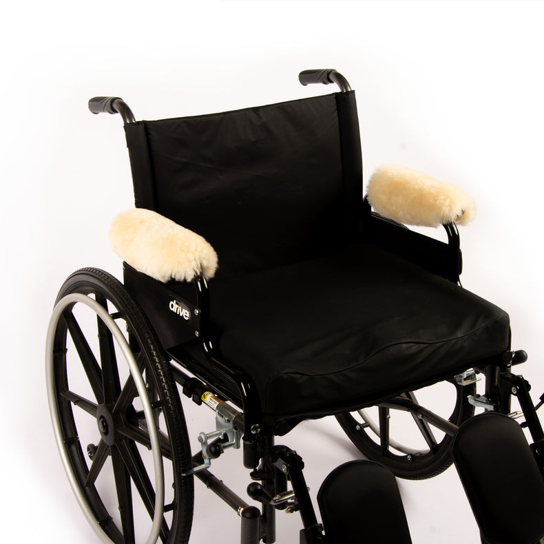 Genuine Sheepskin Wheelchair Armrest Covers (Pair) – Full Wrap-Around Comfort Pads
