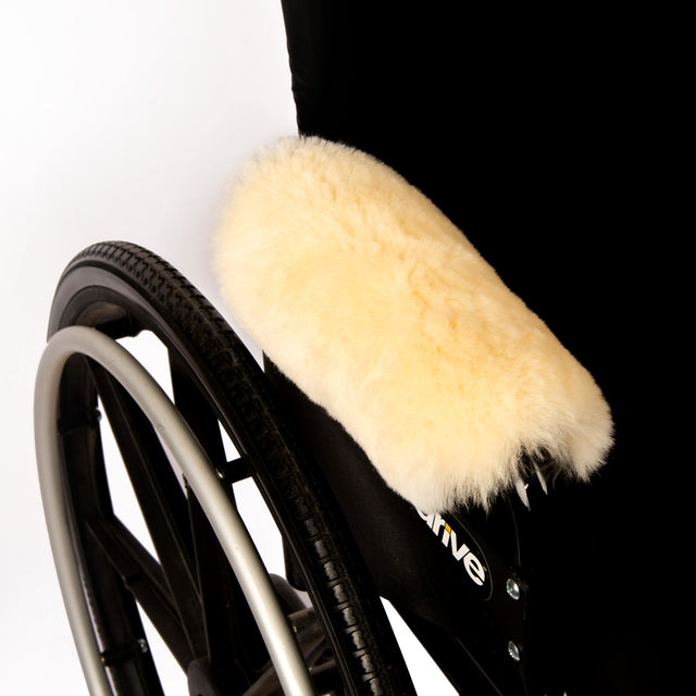 Genuine Sheepskin Wheelchair Armrest Covers (Pair) – Full Wrap-Around Comfort Pads