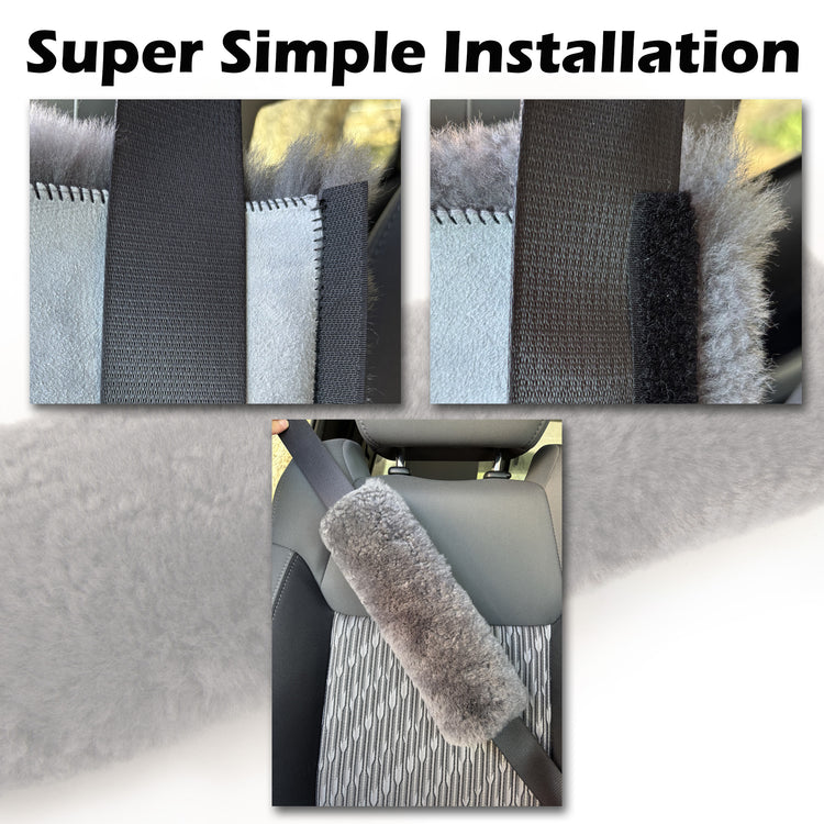 Sheepskin Seat Belt Cover - Single Pack for Cars, Trucks and SUV's