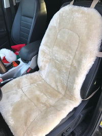 Simple Sheepskin Car Seat Cover – Universal Fit, Padded Comfort, Adjustable Strap, No Headrest Cover, Natural Real Sheepskin (Single)