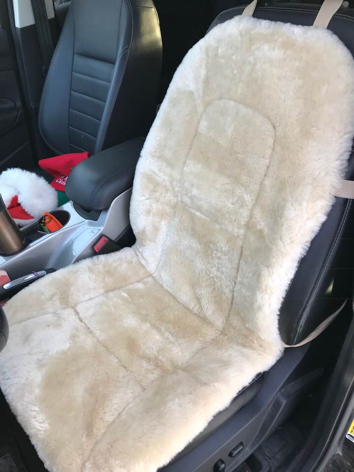 Simple Sheepskin Car Seat Cover – Universal Fit, Padded Comfort, Adjustable Strap, No Headrest Cover, Natural Real Sheepskin (Single)